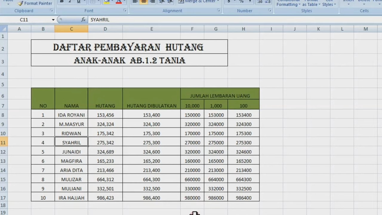 Cara menambah kolom di excel